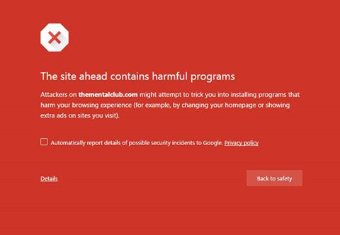 how to remove error, the site ahead contains harmful programs